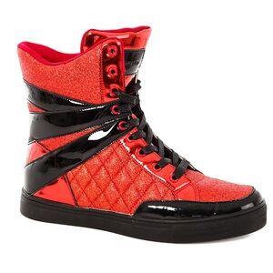 Alexandra Collection Red & Black Glitter Hi Top Sneaker Dance Shoes Size: 10
